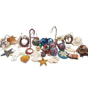 Lot of Christmas Ornaments Different Shapes Brands 32 Piece READ